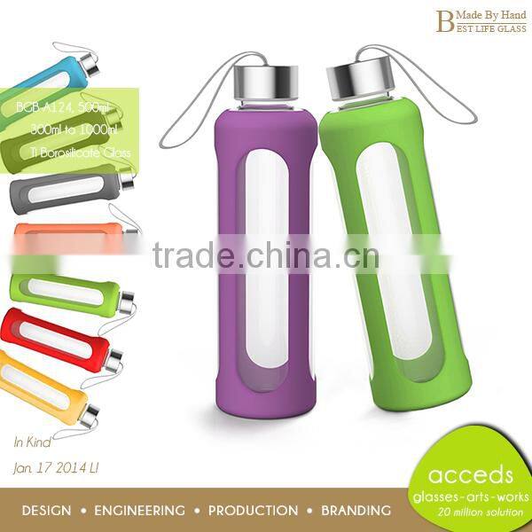 Different Types BPA Free Sports Glass Water Bottle With Infuser