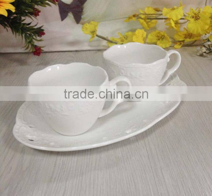 Emboss Porcelain&Ceramic Coffee Set
