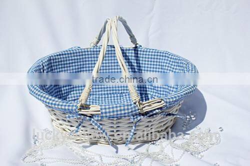 popular handmade wicker basket chest with gingham liner