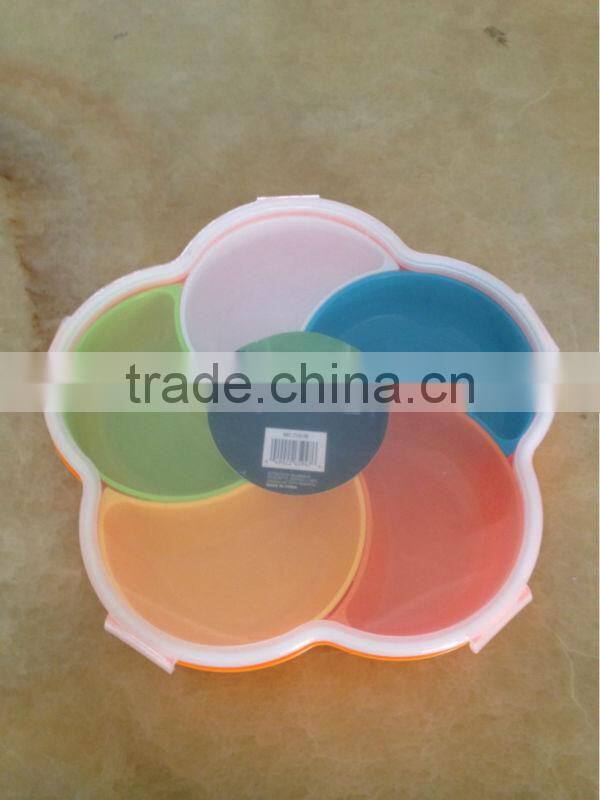 Plastic colorful divided snack and candy storage box