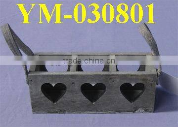 Hot-selling Wooden Candle Holder With 2 round glass