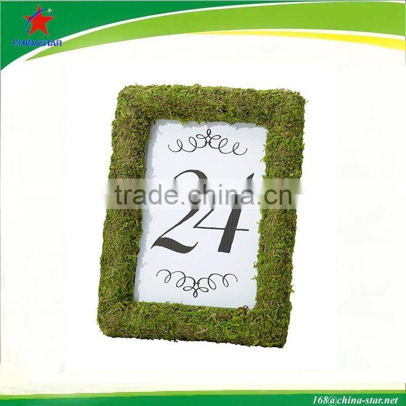 6" moss covered frame for wedding supplies