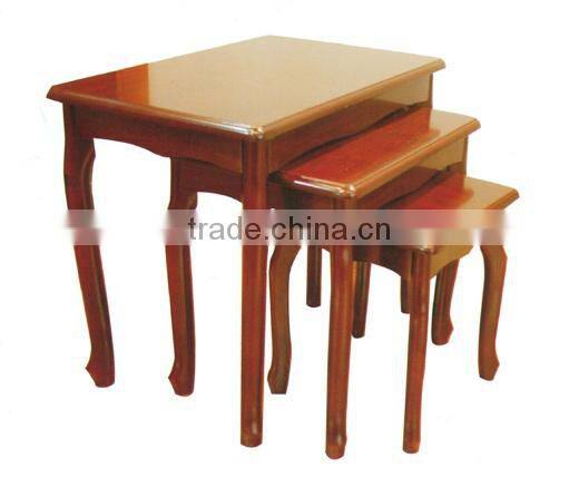 3 pcs antique wooden nesting table set coffee table