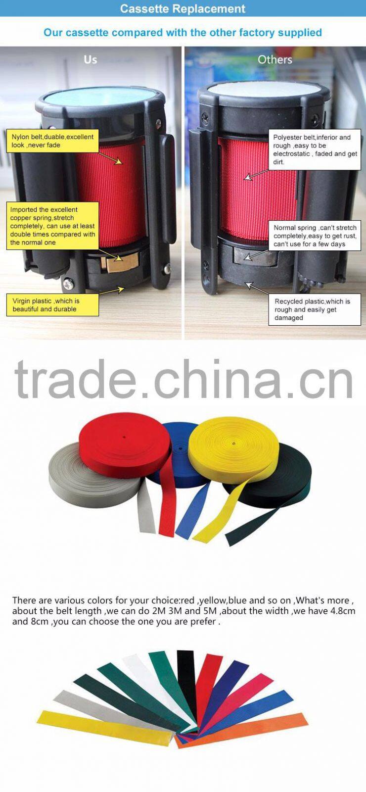 3m Plastic retractable belt mechanism four ways stanchion belt cassette