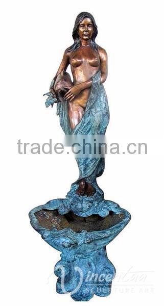 landscape garden decorations bronze metal woman pouring water statue