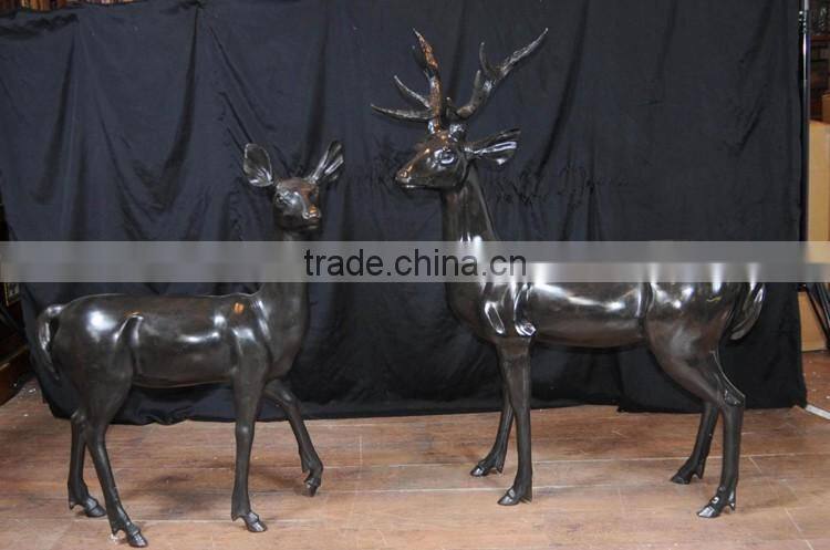 Hot sale Christmas home decor metal crafts bronze life size deer statues
