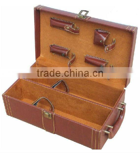 Wooden Leather Wine Box Wine Rack