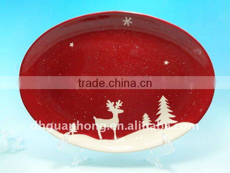 Round Ceramic Christmas Plate