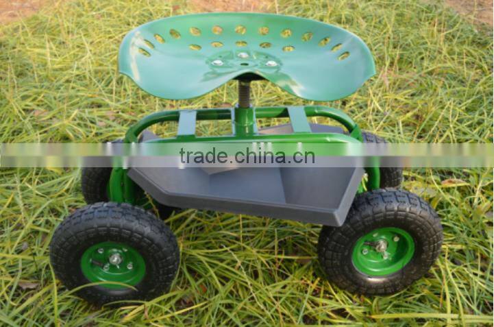 Metal seat garden work seat cart with four wheels TC1852