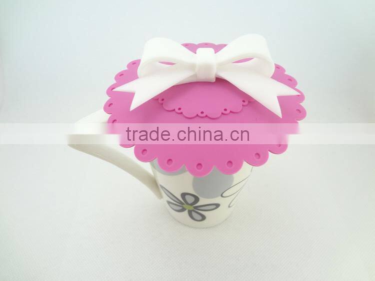 Cute bowknot shaped Silicone Watertight Cup lids Mug Lid Cover lids