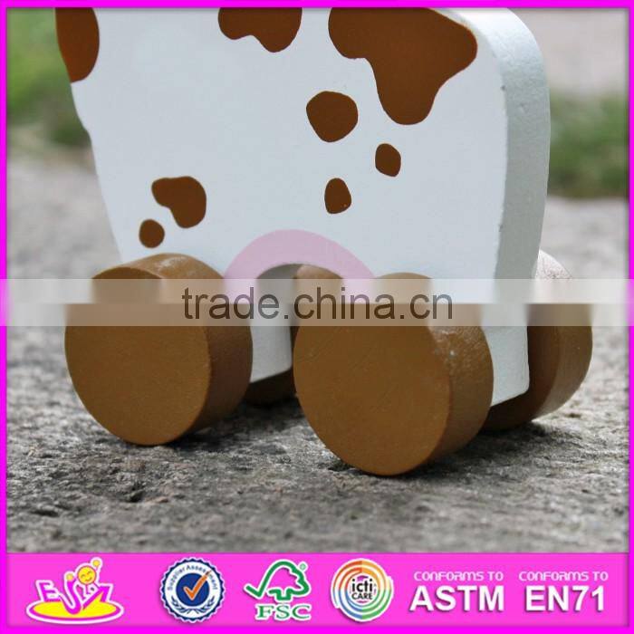 2017 New products kids animal car toy wooden cow toy W04A322