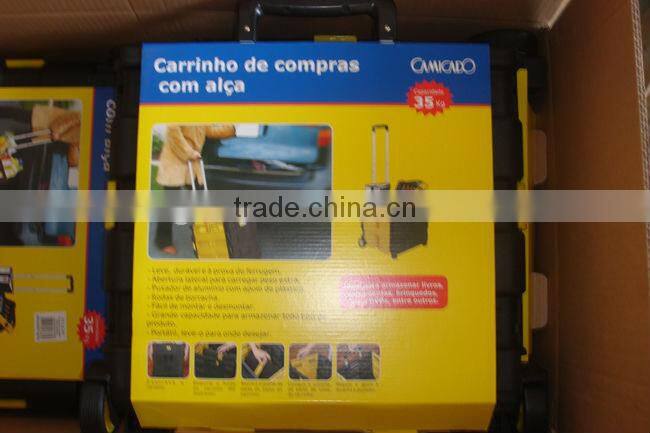 Plastic Shopping Crate with Telescopic Handle
