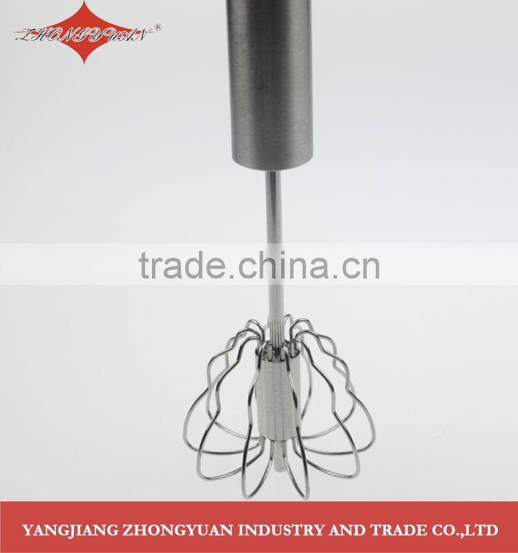 Stainless steel rotary self-mixer miracle whisk hand push 14-inch