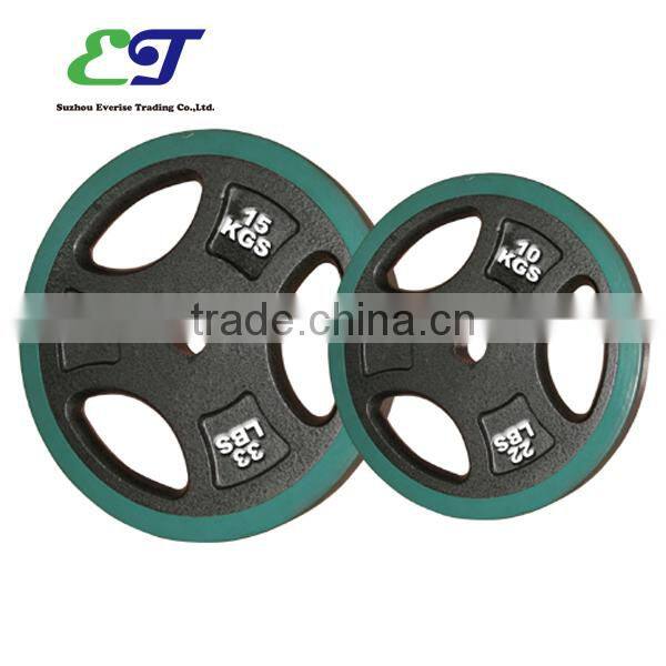 3 Olimpic bumper plates / exercise Olimpic weight plates / double color barbell plates