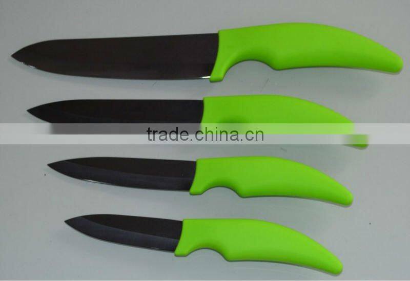 4 Pieces PP+TPR Handle Zirconia Ceramic Knife with Black Blade