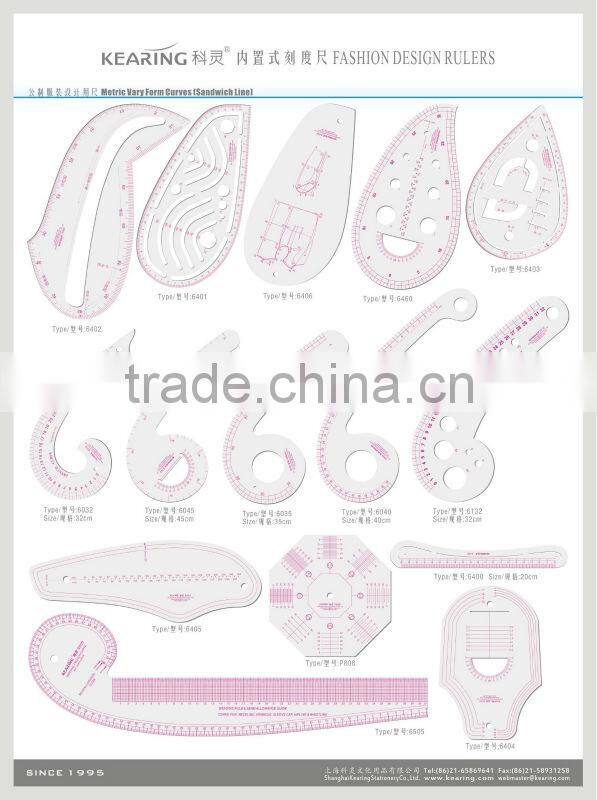 Kearing One Set Of SIx Plastic Fan Shaped Scale Ruler For Design