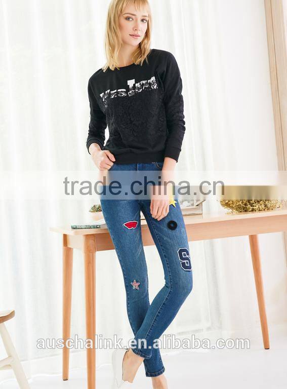 hot sale euro plus size fat lady fashion denim jeans customized