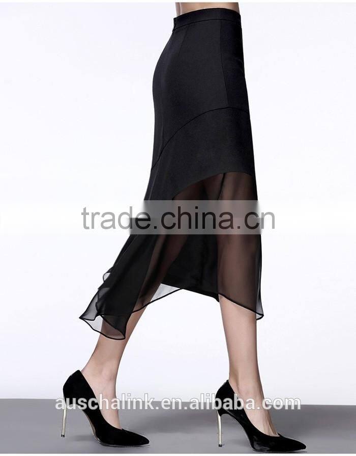 beautiful design asymmetrical office wear long skirts for women