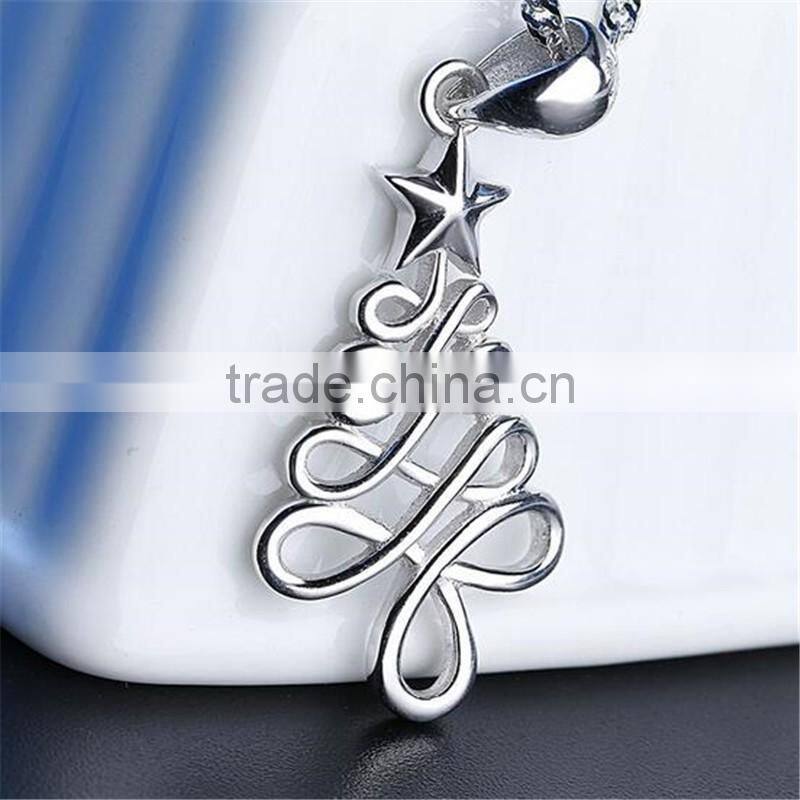 Christmas gift 925 Sterling Silver hang christmas trees Pendant