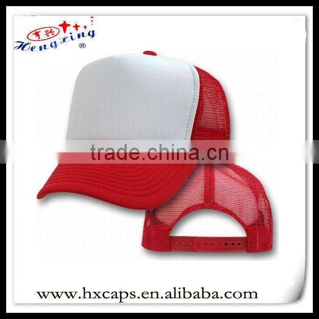 Embroidery flat brim trucker mesh snapback hat