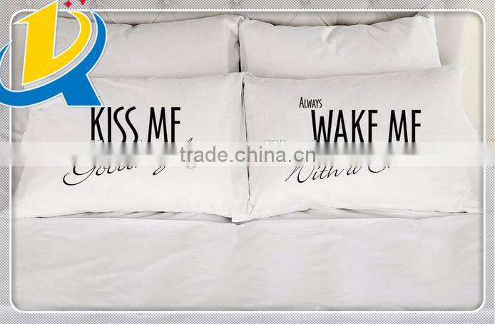 high quality plain cotton satin couple pillow cases for lovers
