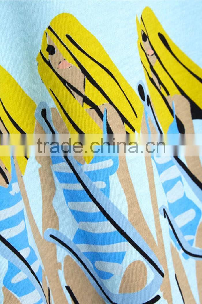 Sexy Bikini girls printed t-shirt on beach