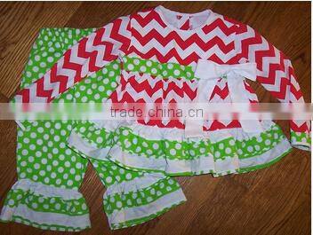 Christmas Clothing Sets Baby Girls Candy Top Pants Sets Kids Chevron Christmas Boutique Outfits