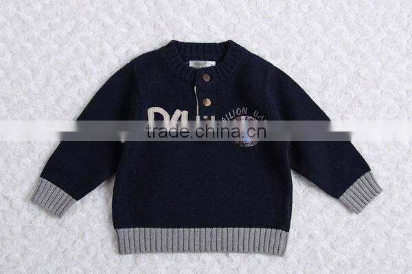 Round neck with buttons boys pullover sweater factory price