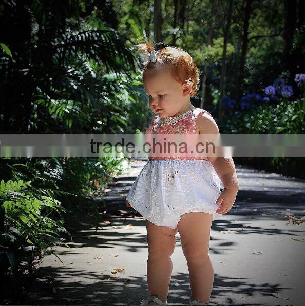 Kids floral prints leotard soft textile baby romper boutique girl bubble romper wholesale