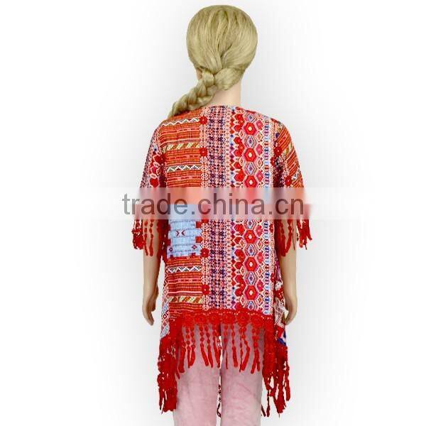 2016 Bohemian Tassel Style Kids Coat Teen Girls Fashion Overall For Winter Or Autumn