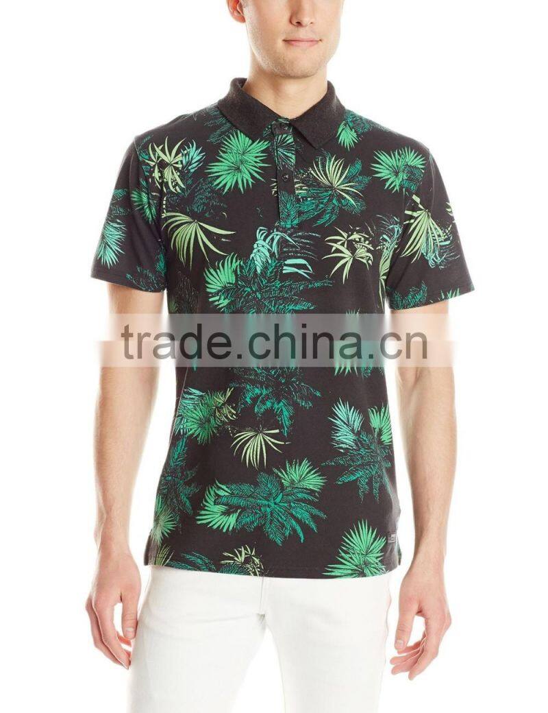 polyester/spandex short sleeve full printed polo shirts for men LT5862
