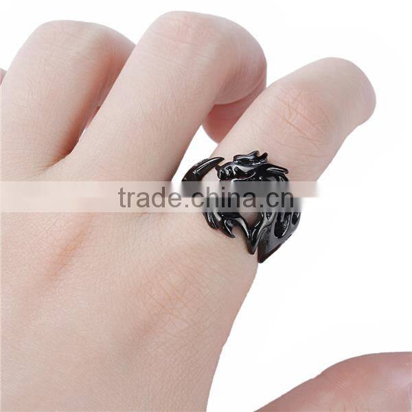 Titanium Steel Unadjustable Rings Black Dragon