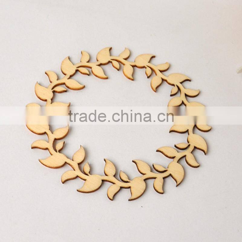 New Flowers Wreath Wooden Wall Stickers Home Decor Embellishment Craft