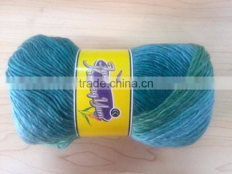 2016 Hot sale space dyed Silk /Cotton/Polyester blend yarn