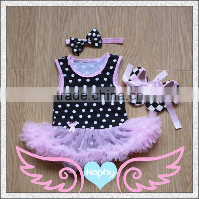 Light Pink Damask Baby Pettiskirt Tutu White Top Set 0-12Month