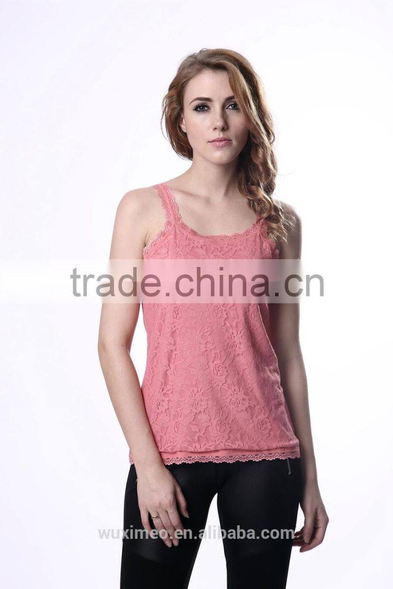 women's high visibility wholesale plain white tank top bottom lace