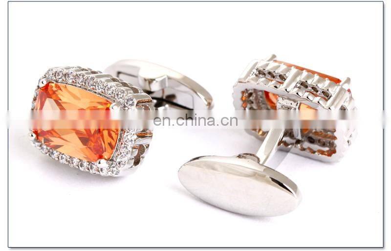 fashion elegant gold plating enamel blue diamond round cufflinks