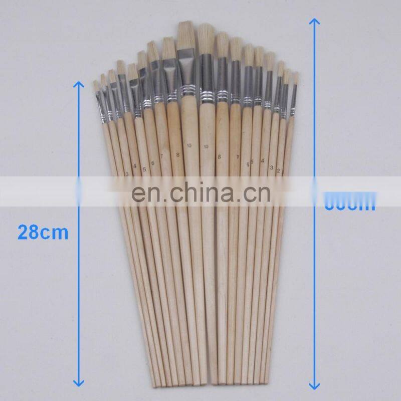 18-Piece Long Handle Bristle Hair Artist Painting Brush Set In PVC Box