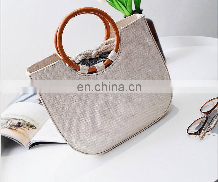 Straw bag leisure crossbody bag ring metal tote bag wholesale