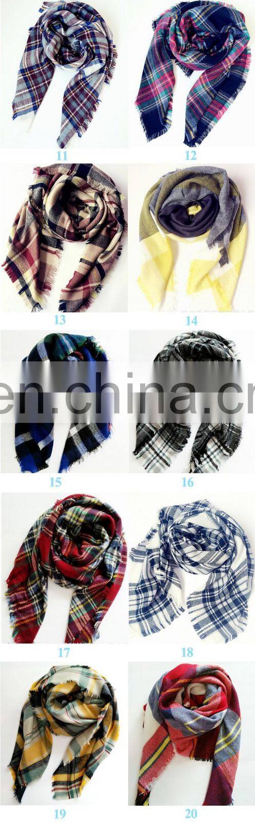 Wholesale Fashion Colorful Plaid Square Pashmina Scarf Shawl
