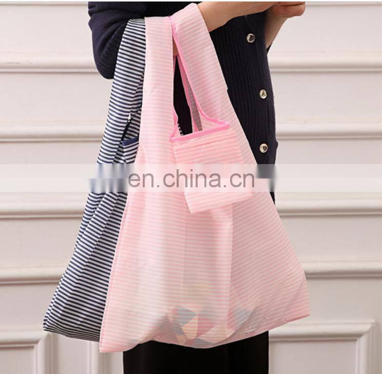 environmental protection Foldingshopping bags Oxford cloth stripes with handle