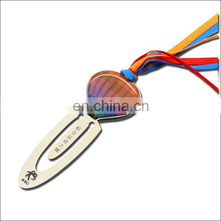 Glue sticker color ribbons tassel brief paragraph metal customized gift promotional bookmark