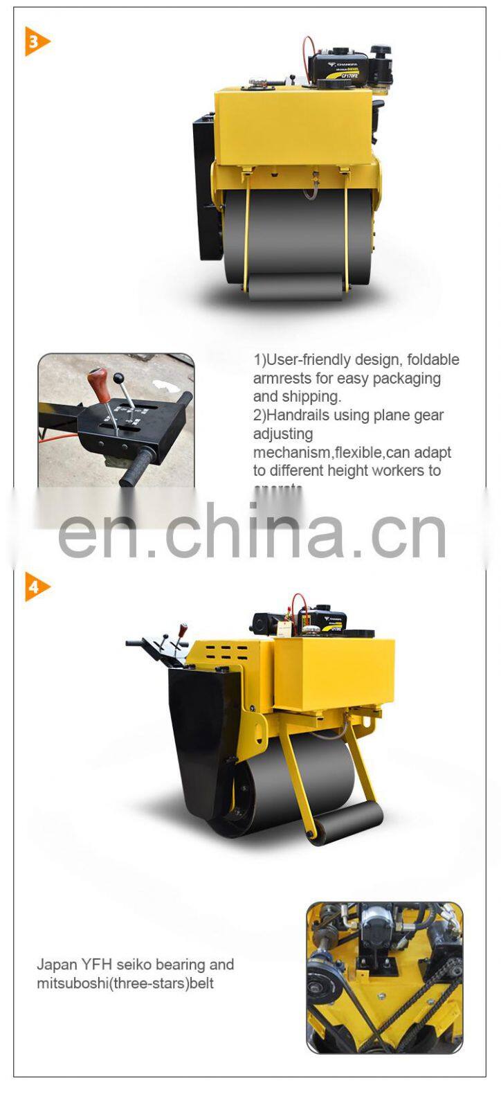 Small hand single drum vibrator road roller compactor price for sale