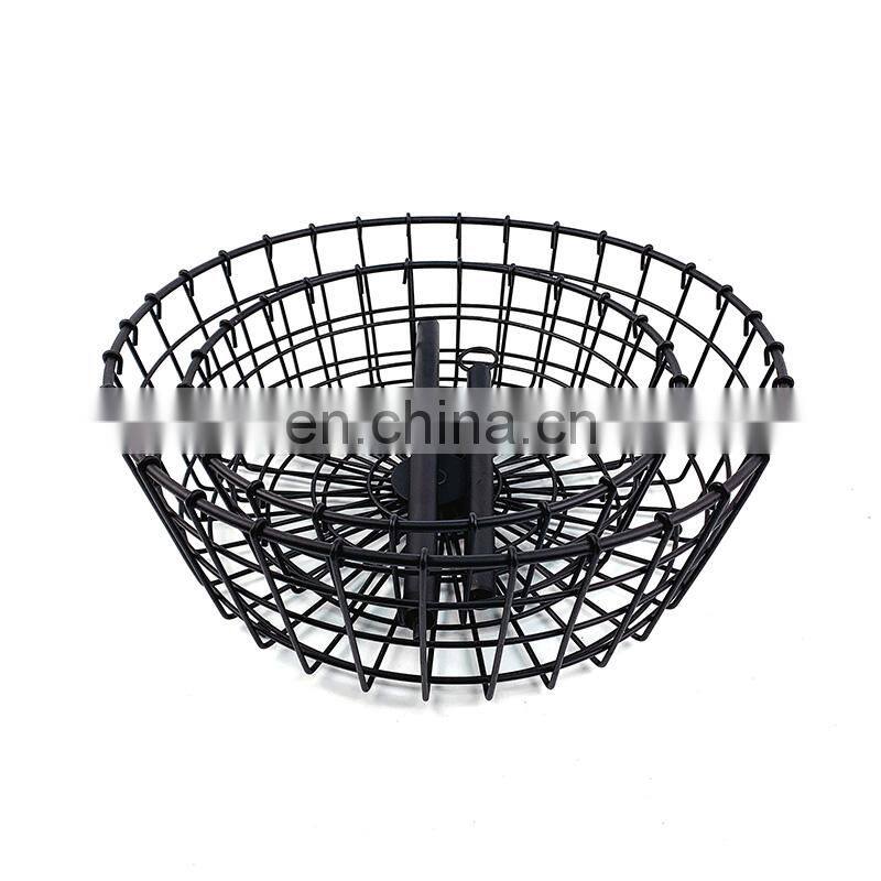 China factory Creative Countertop Kitchen Storage 2 tier Hanging Metal Iron Wire Fruit Bowl Basket