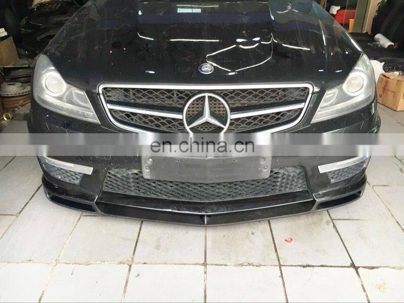 Carbon Fiber W204 Car Front Bumper Lip Spoiler for Mercedes Benz C63 AMG Black Series 12-15