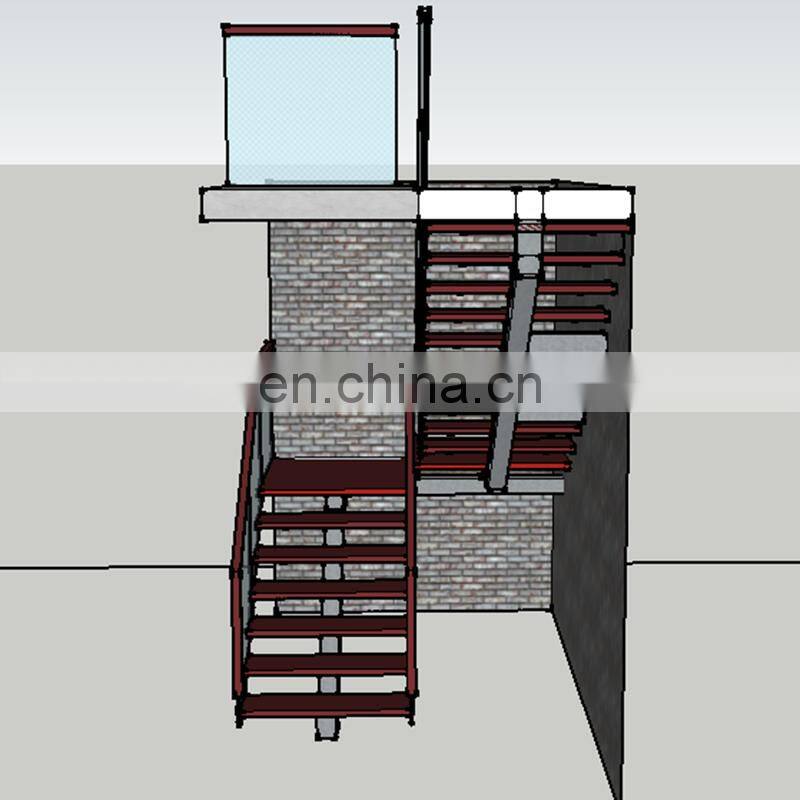 cheap price mono stringer carbon steel wood open riser winder staircase