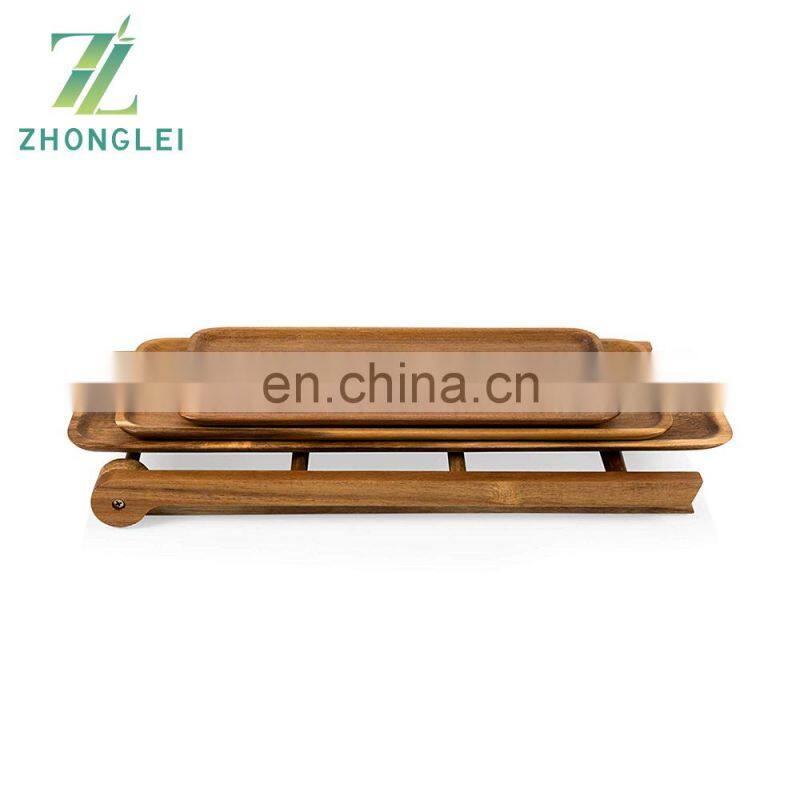 Wholesale Acacia Wooden Serving Board Three-Tiered Serving Ladder Charcuterie Boards for cake fruit snack