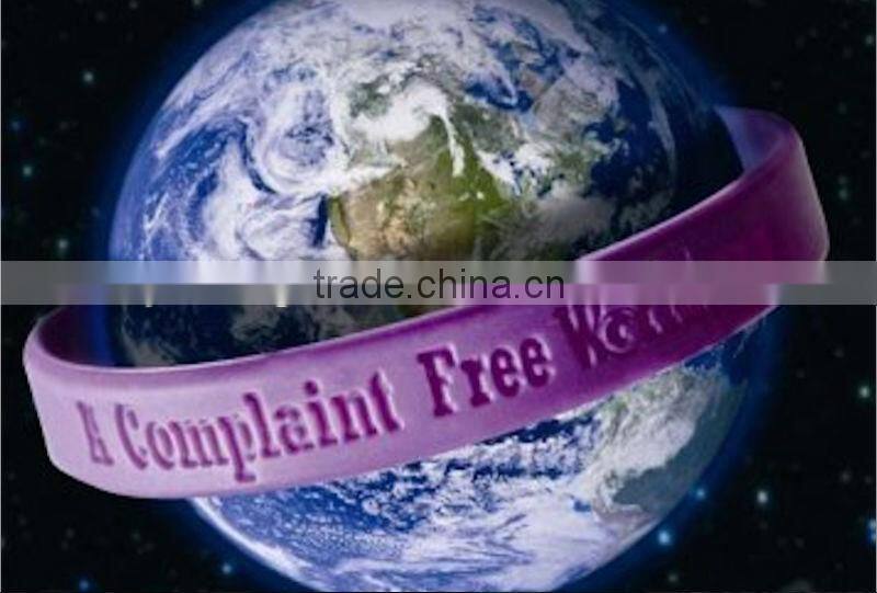2016 Purple color personalized silicone free bracelets custom silicone bracelets no minimum