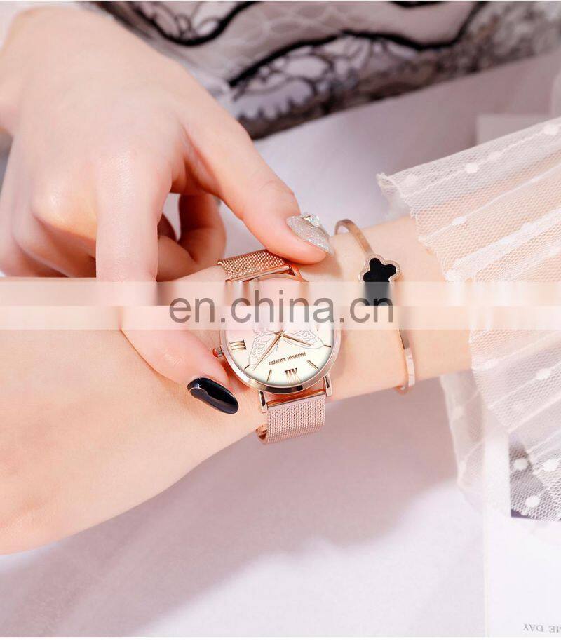 Hannah Martin 13620 Women Watch Luxury 3D Butterfly Rose Gold Mesh Strap Japanese Movement Waterproof Quartz Women Wristwatch