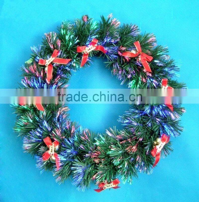 2015 led fiber optic christmas wreath with bowknot